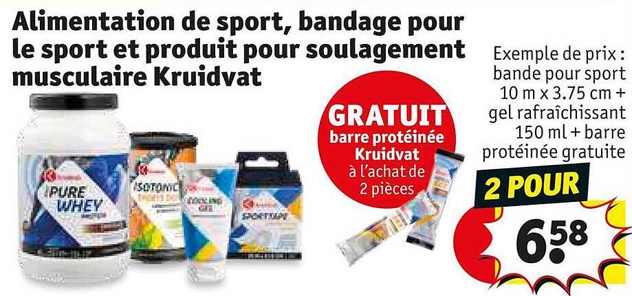 alimentation de sport, bandage pour le sport et produit pour soulagement musculaire kruidvat
