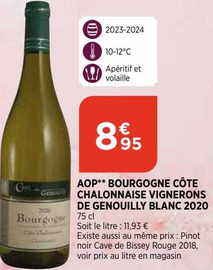 Aop Bourgogne Côte Chalonnaise Vignerons De Genouilly Blanc 2020