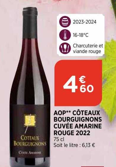 aop côteaux bourguignons cuvée amarine rouge 2022