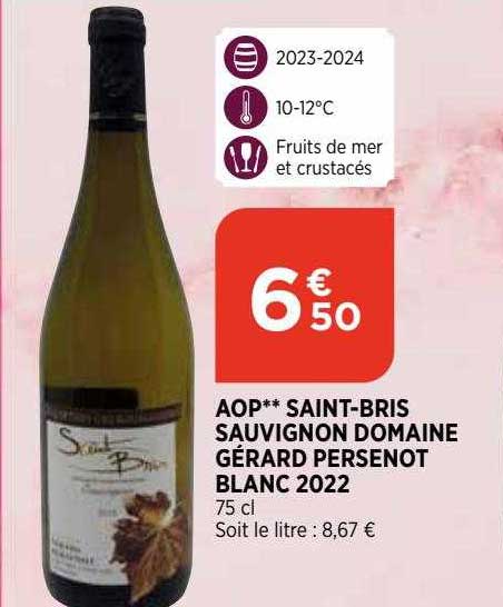 aop saint-bris sauvignon domaine gérard persenot blanc 2022