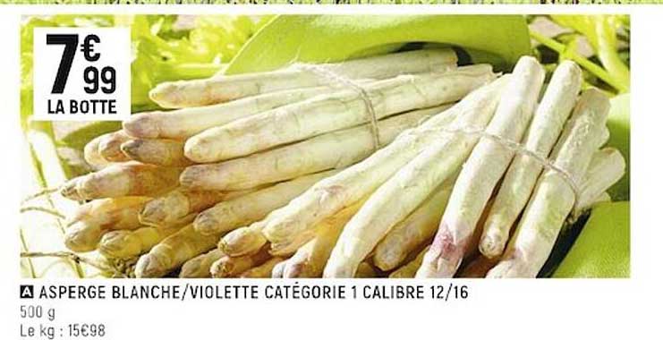 aspèrge blanche violette catégorie 1 calibre 12 16