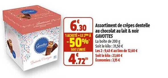 Assortiment De Crêpes Dentelle Au Chocolat Au Lait & Noir Gavottes