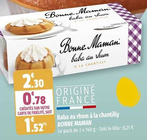 baba au rhum à la chantilly bonne maman