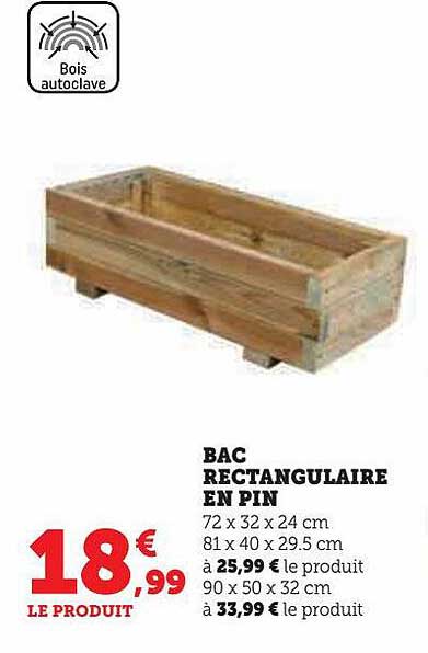 Bac Réctangulaire En Pin