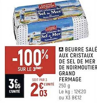 beurre salé aux cristaux de sel de mer de noirmoutier grand fermage
