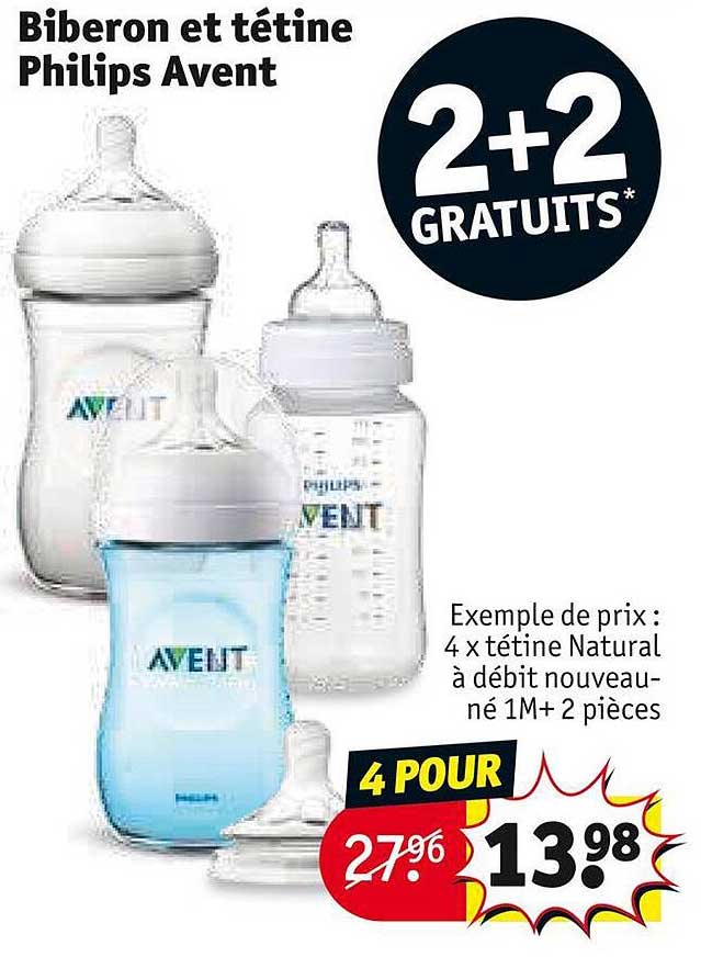 biberon et tétine philips avent 2+2 gratuits