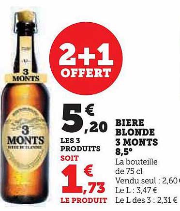 bière blonde 3 monts 8.5° 2+1 offert