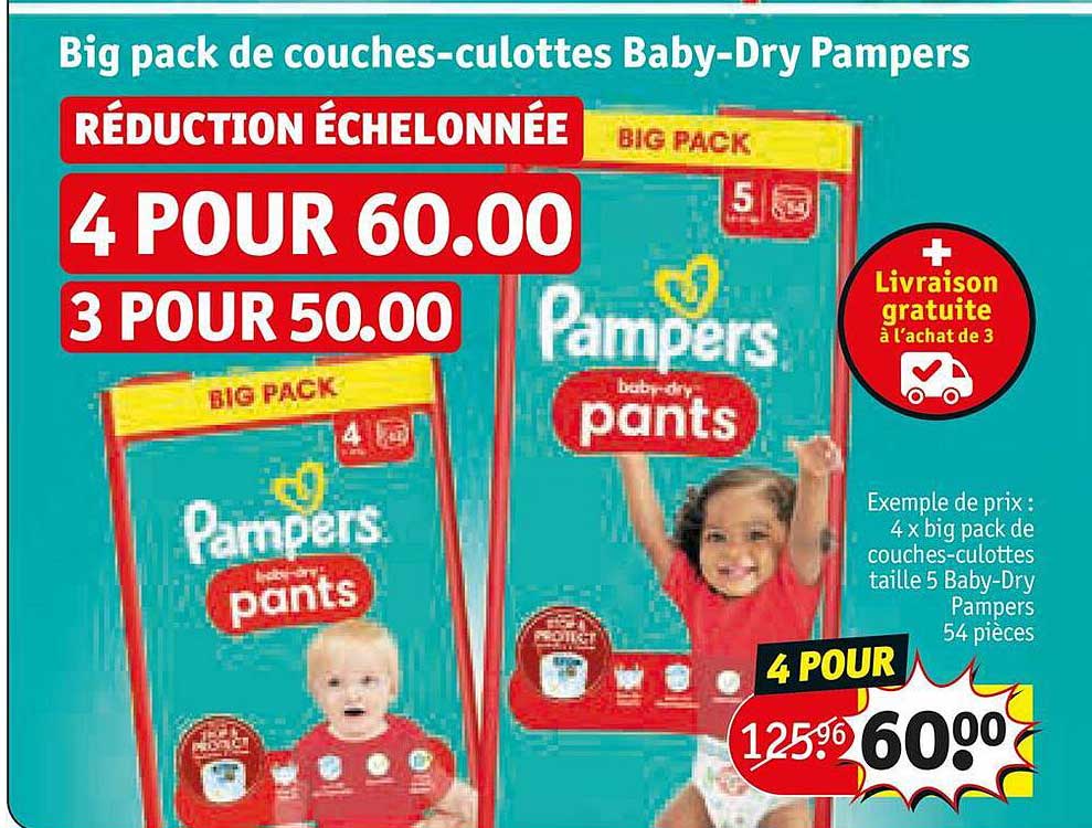 Big Pack De Couches-culottes Baby-dry Pampers