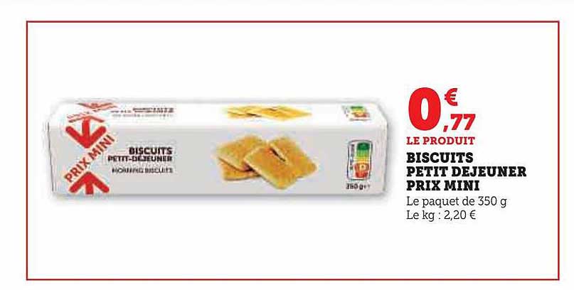 biscuits petit déjeuner prix mini