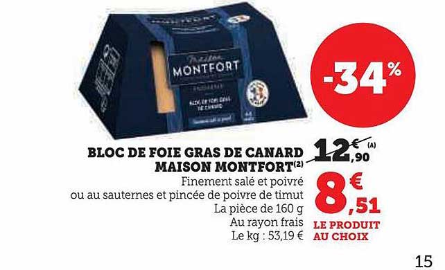 Bloc De Foie Gras De Canard Maison Montfort