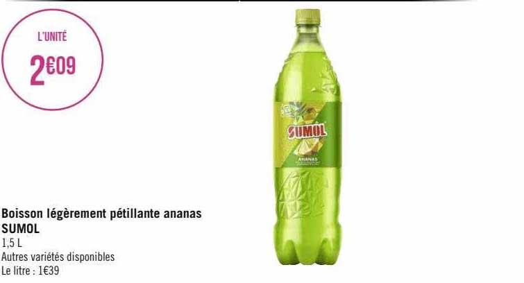 boisson légèrement pétillante ananas sumol