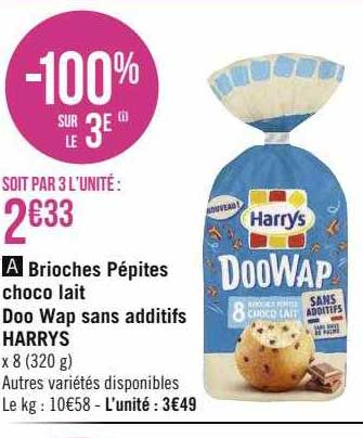 Brioches Pépites Choco Lait Doo Wap Sans Additifs Harrys