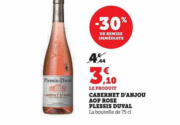 cabernet d'anjou aop rose plessis duval -30% de remise immédiate
