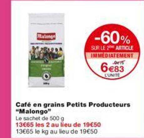 café en grains petits producteurs "malongo"