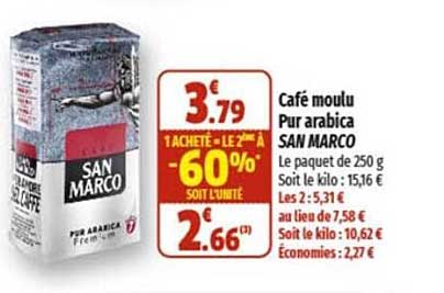 café moulu pur arabica san marco