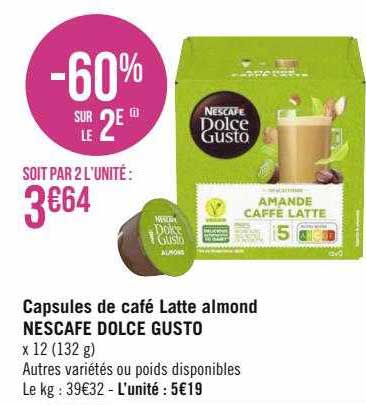 capsules de café latte almond nescafé dolce gusto