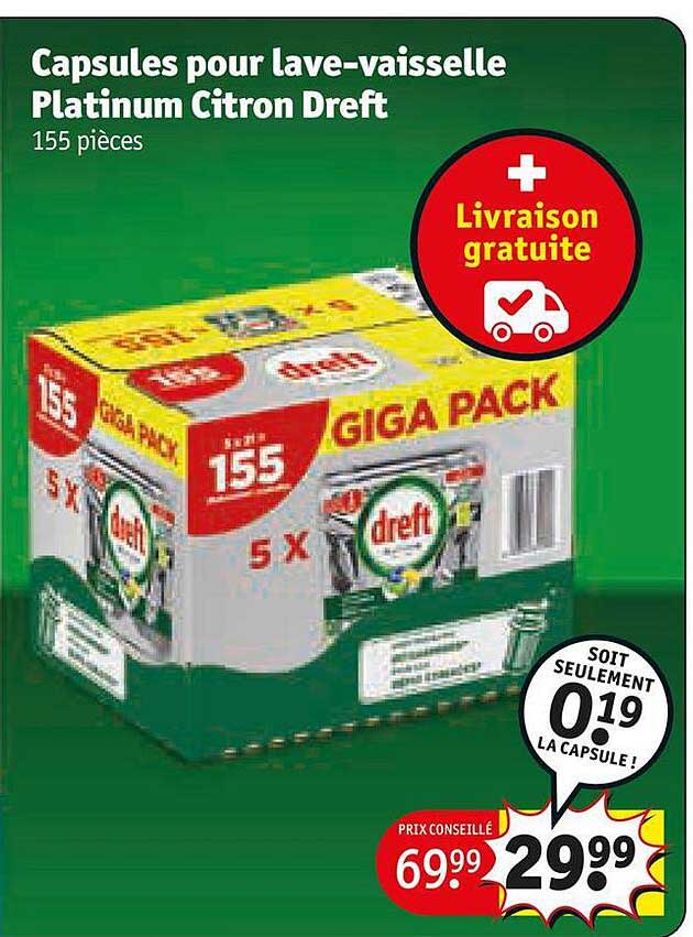 capsules pour lave-vaisselle platinum citron dreft