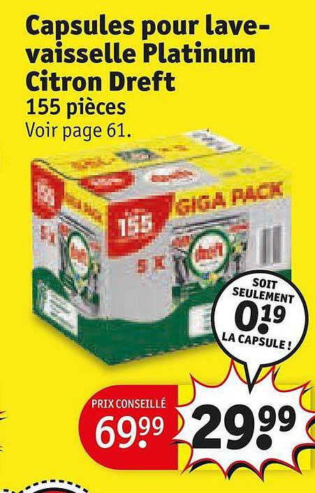 capsules pour lave-vaisselle platinum citron dreft