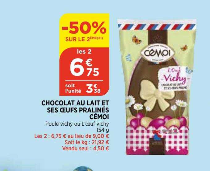 chocolat au lait et ses œufs pralinés cémoi