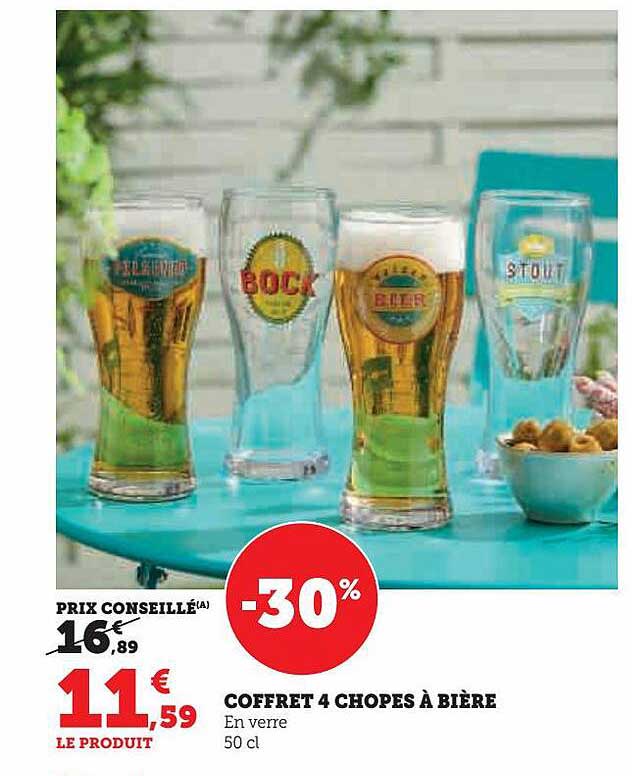 coffret 4 chopes à bière