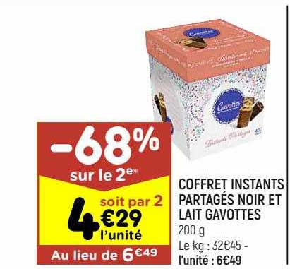 coffret instants partagés noir et lait gavottes -68% sur le 2e