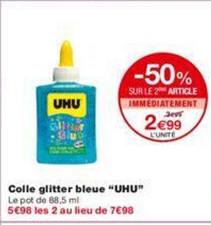 colle glitter bleue "uhu"