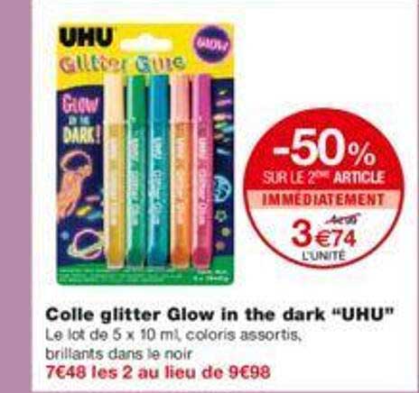 colle glitter glow in the dark "uhu"