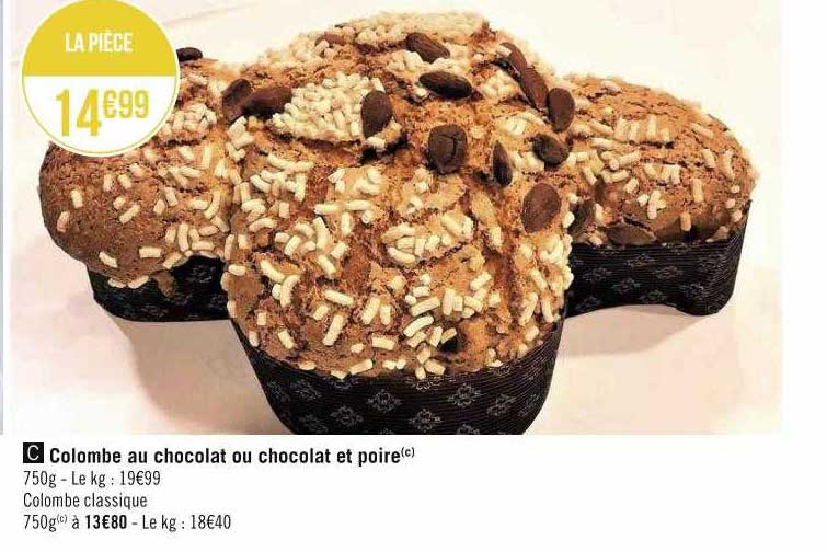 colombe au chocolat ou chocolat et poire