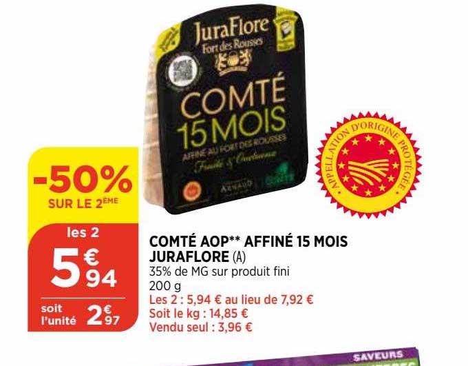 Comté Aop Affiné 15 Mois Juraflore