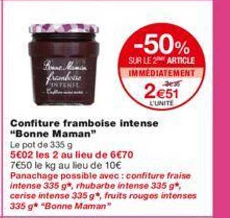 confiture framboise intense "bonne maman"