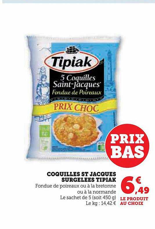 coquilles st jacques surgelées tipiak