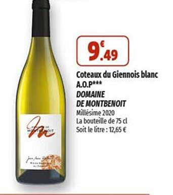 côteaux du giennois blanc a.o.p. domaine de montbenoit