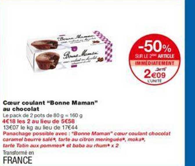 cœur coulant "bonne maman" au chocolat