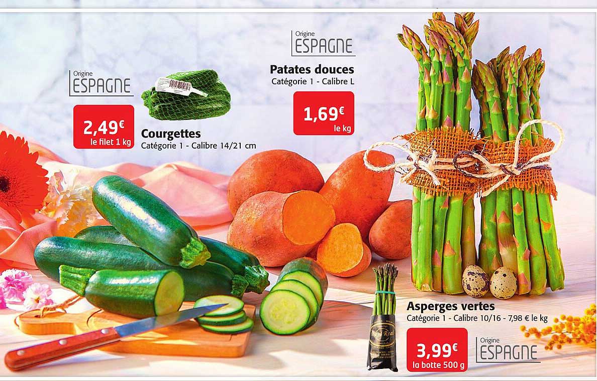 courgettes patates douces asperges vertes