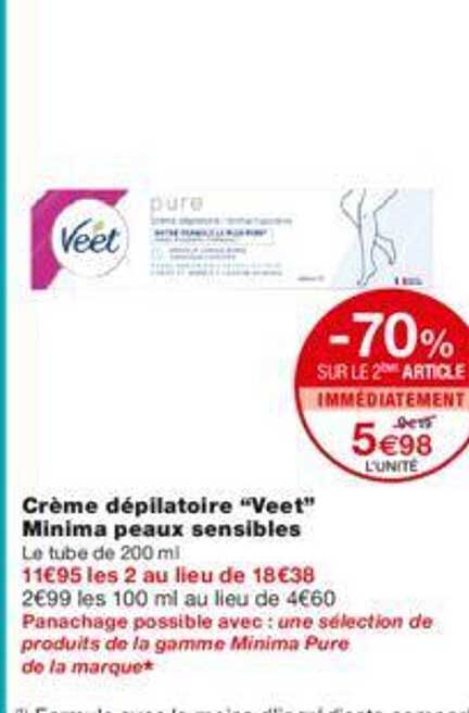 crème dépilatoire "veet" minima peaux sensibles