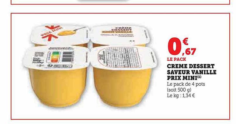 crème dessert saveur vanille prix mini