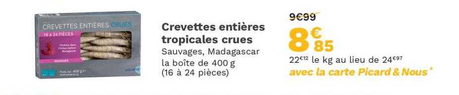 Crevettes Entières Tropicales Crues