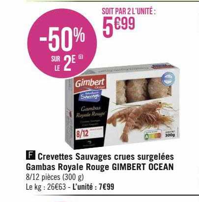 crevettes sauvages crues surgelées gambas royale rouge gimbert ocean