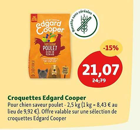 croquettes edgard cooper pour chien saveur poulet