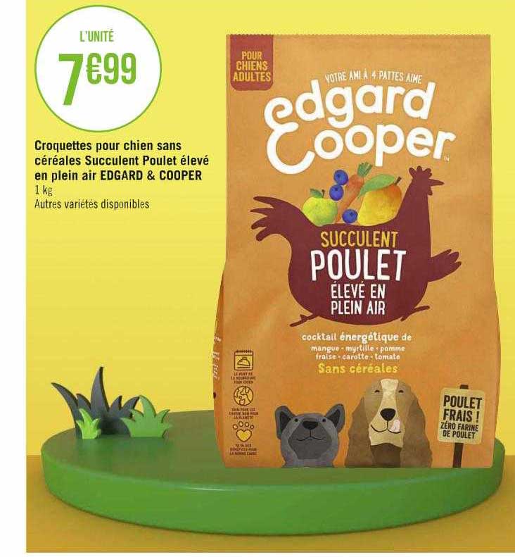 croquettes pour chien sans céréales succulent poulet élevé en plein air edgard & cooper