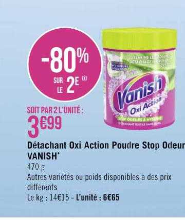 détachant oxi action poudre stop odeur vanish