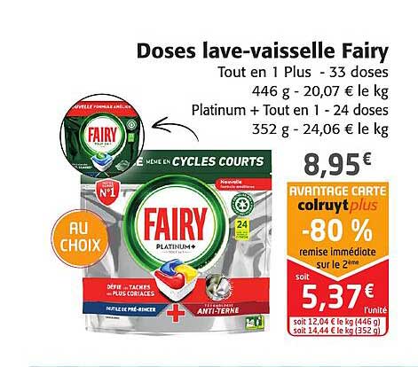 doses lave-vaisselle fairy