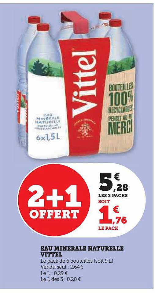 Eau Minérale Naturelle Vittel 2+1 Offert