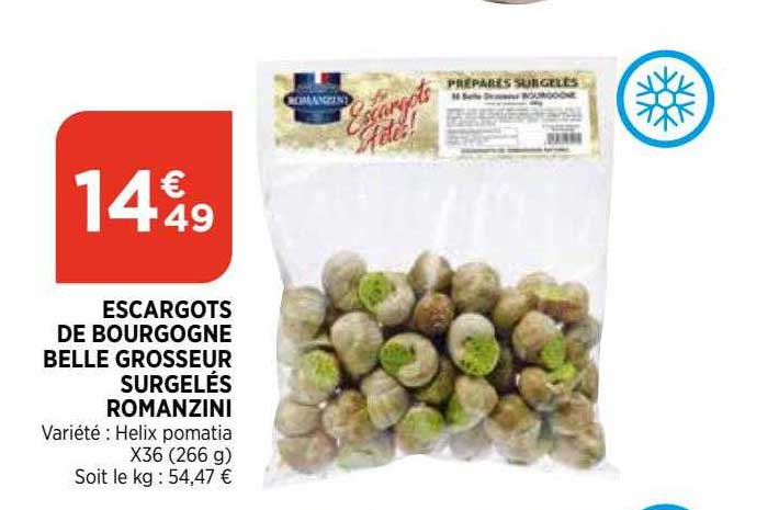 escargots de bourgogne belle grosseur surgelés romanzini