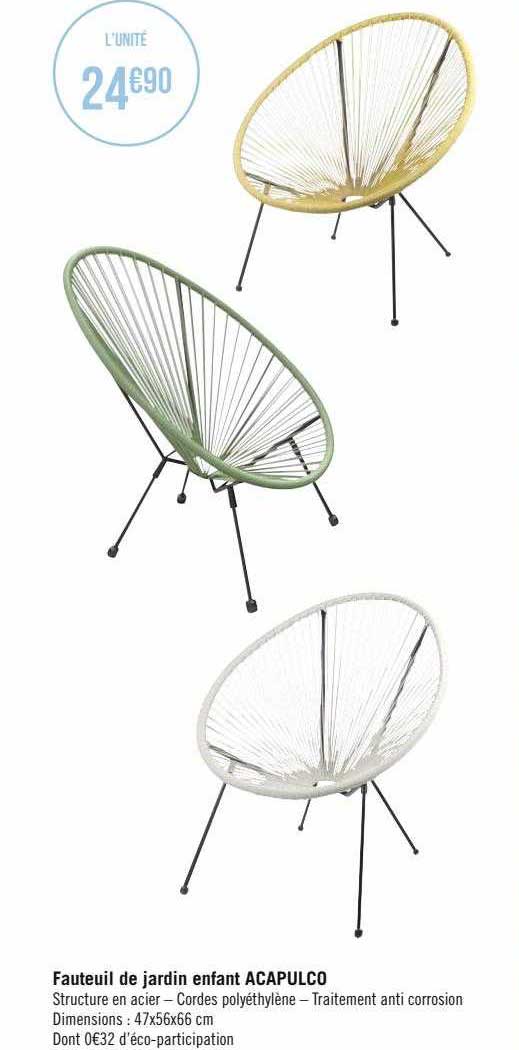 fauteuil de jardin enfant acapulco