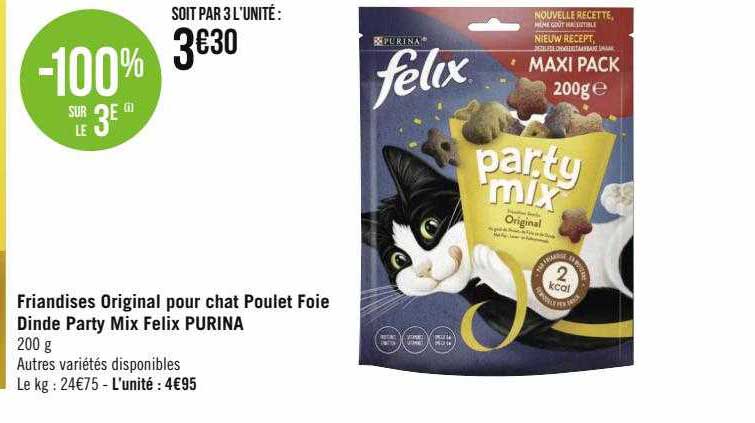 Friandises Original Pour Chat Poulet Foie Dinde Party Mix Felix Purina