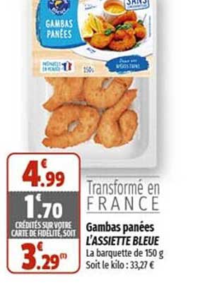 gambas panées l'assiette bleue