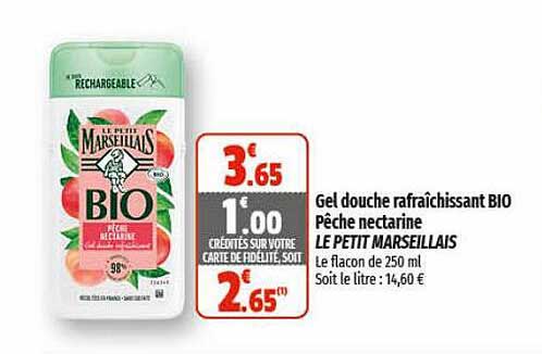 Gel Douche Rafraîchissant Bio Pêche Nectarine Le Petit Marseillais