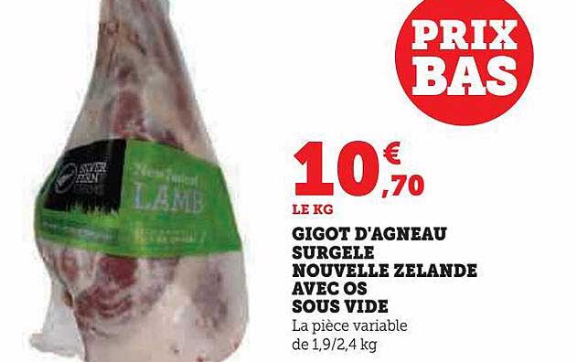 gigot d'agneau surgelé nouvelle zelande avec os sous vide