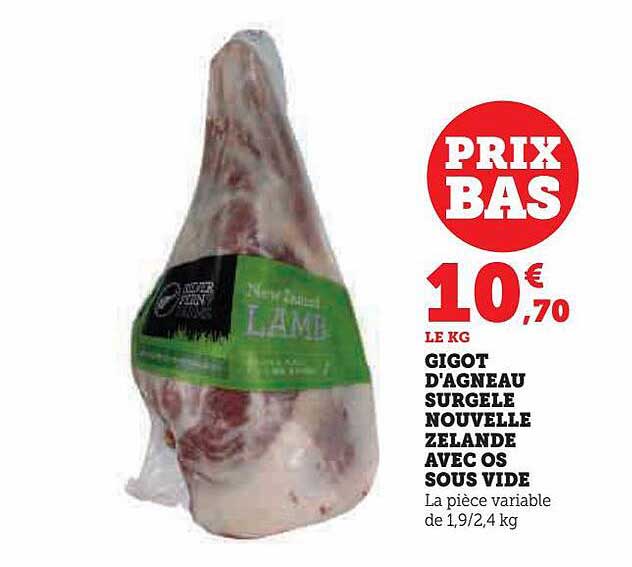 gigot d'agneau surgelé nouvelle zelande avec os sous vide